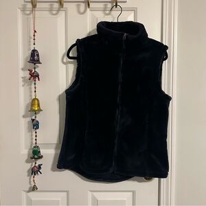 Ideology- Lux Faux Fur Navy Plush Zip Up Vest, Medium